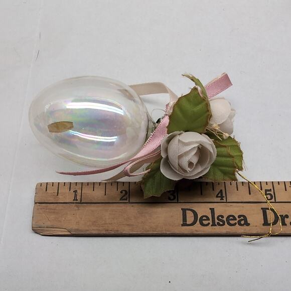 Lot Of 13 Victorian Style Iridescent Clear Glass Ornaments Ball Heart Bell - Picture 14 of 16